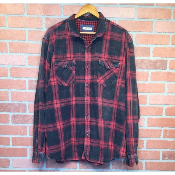 32 Bar Blues Mens Plaid Flannel Button Front Shirt Size XXL Lined Warm Work - Picture 1 of 8